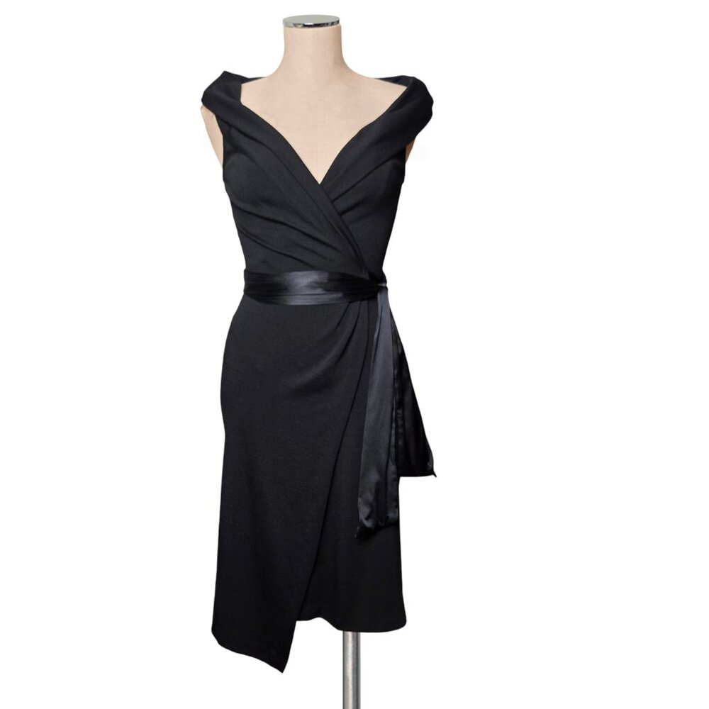 Stunning DVF Diane Von Furstenberg Black Wool  Wrap Hollywood Dressy Dress 2